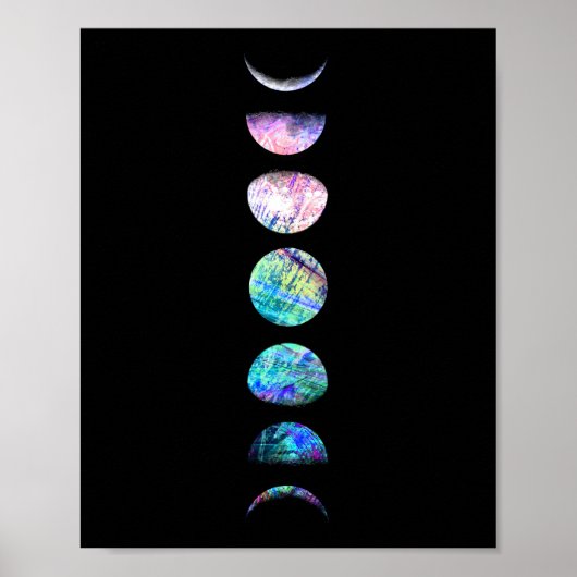 Pfau Opal Moon Cycle Art Print Poster (Vorne)