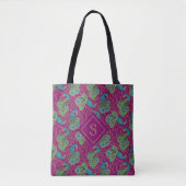 Pfau Paisley Königlich Rosa Fuchsien Monogramm Tasche (Vorderseite)