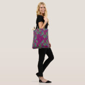 Pfau Paisley Königlich Rosa Fuchsien Monogramm Tasche (Am Model)