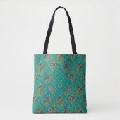 Pfau Paisley Königliches Teal Monogramm Tasche (Vorderseite)