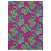Pfau Paisley Muster Rosa Klemmbrett (Rückseite)