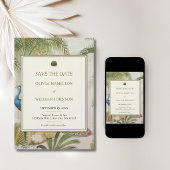 Pfau-Palm-Hochzeit Save the Date