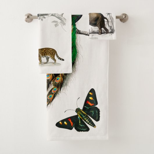Pfau, Papagei und Elefant von D'Orbigny Badhandtuch Set (Insitu)