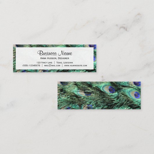 Pfau, Pfau, Pfau Schwanz, Federn Mini Visitenkarte (Vorne/Hinten)