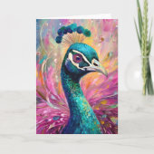 Pfau Pfimsischer Moderne Impressionistische Kunst Karte (Vorderseite)