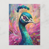 Pfau Pfimsischer Moderne Impressionistische Kunst Postkarte (Vorderseite)