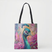 Pfau Pfimsischer Moderne Impressionistische Kunst Tasche (Vorderseite)