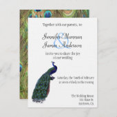 Pfau Plumes Hochzeits-Einladung Einladung (Vorne/Hinten)