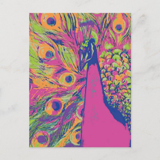 Pfau Pop Postkarte (Vorderseite)
