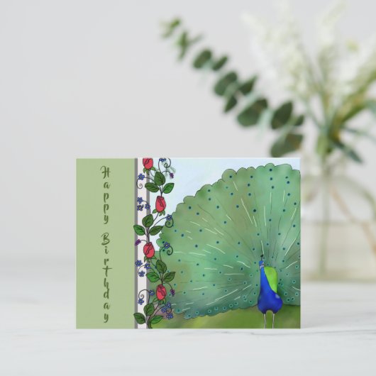 Pfau Postkarte (Stehend Vorderseite)