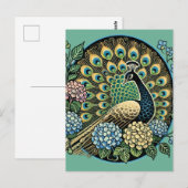 Pfau Postkarte (Vorne/Hinten)