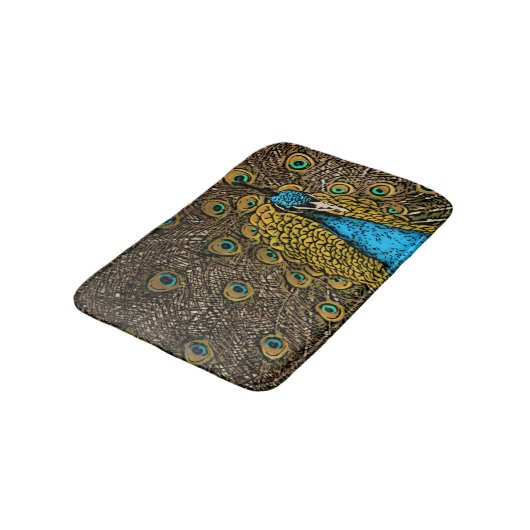 Pfau-Pracht-Illustration Badematte (Schrägansicht)