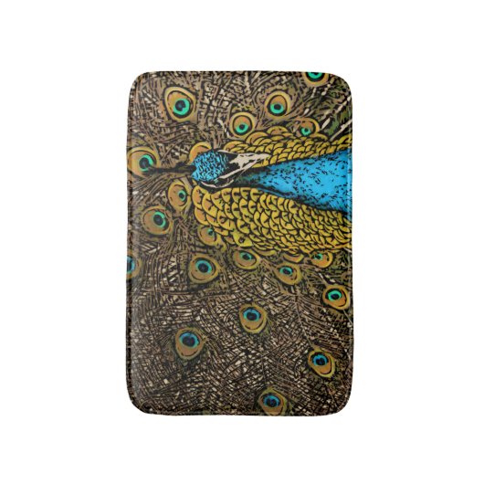 Pfau-Pracht-Illustration Badematte (Vorderseite Vertikal)