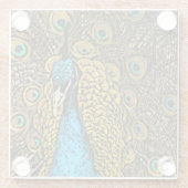 Pfau-Pracht-Illustration Glasuntersetzer (Rückseite)