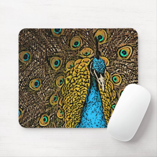 Pfau-Pracht-Illustration Mousepad (Mit Mouse)