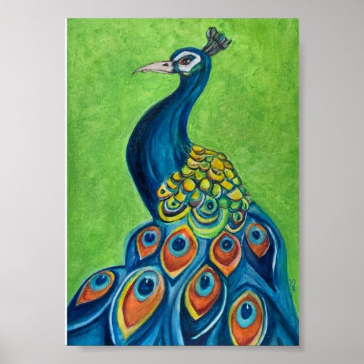 Pfau Premium Leinwand Poster (12x18) (Vorne)