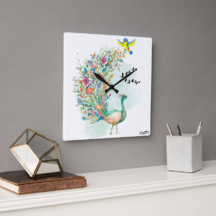 Pfau Quadratische Wanduhr