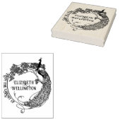 Pfau Rahmen Jugendstil-Bibliothek Buch Name #2 Gummistempel (Stempel)