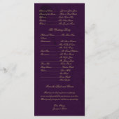Pfau-Regency in lila Hochzeitsprogramm Programm (Rückseite)