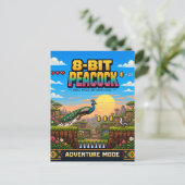 Pfau, Retro-8-Bit-Pixelkunst Postkarte (Stehend Vorderseite)