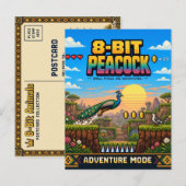 Pfau, Retro-8-Bit-Pixelkunst Postkarte (Vorne/Hinten)