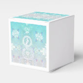 Pfau romantische Hochzeit, Herz und Aqua Blau Geschenkschachtel (Vorderseite)