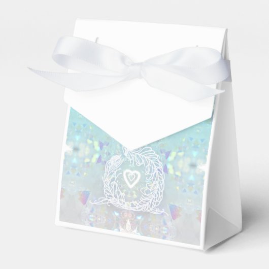 Pfau romantische Hochzeit, Herz und Geschenkschachtel (Vorderseite)