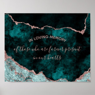 Pfau & Rose Gold im Love Memory Wedding Sign Poster