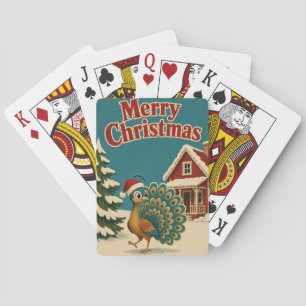 Pfau Roter Cottage Tier Weihnachten Spielkarten