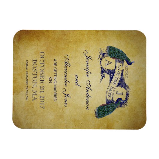 Pfau rustikal Save the Date Magnet (Horizontal)