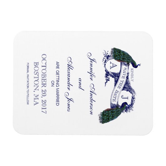 Pfau rustikal Save the Date Magnet (Horizontal)