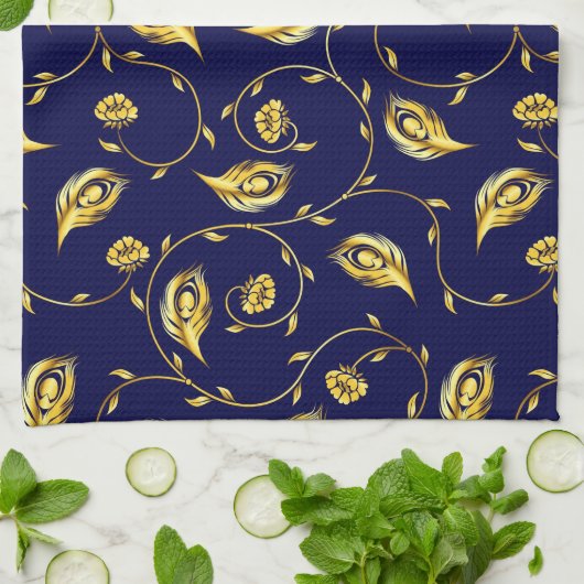 Pfau-Sari-Muster Geschirrtuch (Gefaltet)