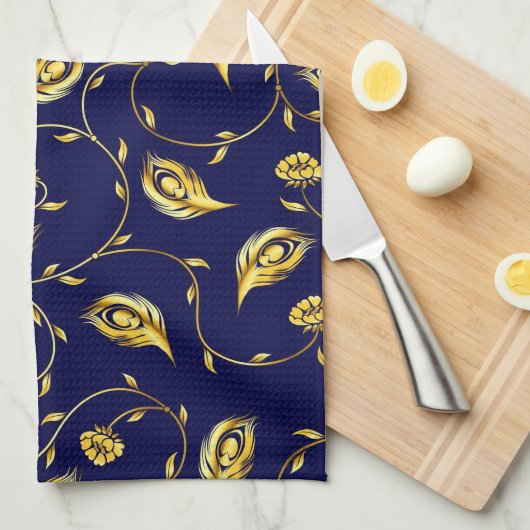 Pfau-Sari-Muster Geschirrtuch (Viertel Falte)