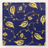 Pfau-Sari-Muster Glasuntersetzer (Vorderseite)