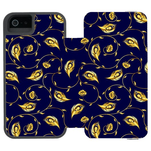 Pfau-Sari-Muster Incipio iPhone Geldbeutel-Hülle (Folio Geöffnet)