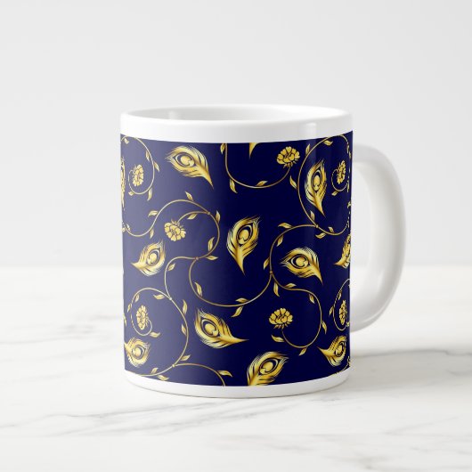 Pfau-Sari-Muster Jumbo-Tasse (Vorderseite Rechts)