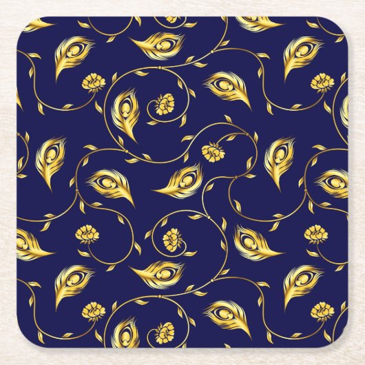 Pfau-Sari-Muster Rechteckiger Pappuntersetzer (Vorderseite)