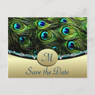 Pfau Save the Date Hochzeitskarten Ankündigungspostkarte