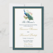 Pfau Save the Date Pfauenhochzeit Einladung (Rückseite)