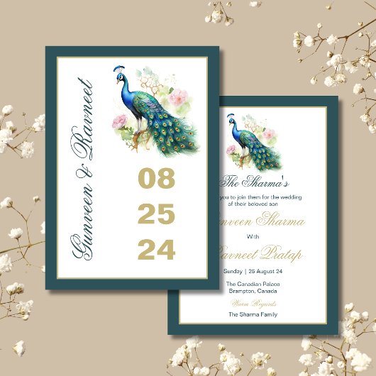 Pfau Save the Date Pfauenhochzeit Einladung