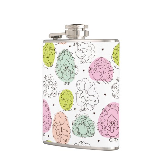 Pfau scherzt die Vintage Tapete Flachmann (Links)