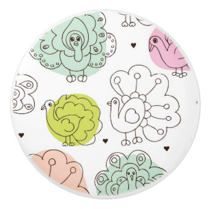 Pfau scherzt die Vintage Tapete Keramikknauf