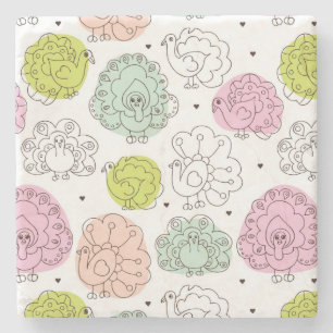 Pfau scherzt die Vintage Tapete Steinuntersetzer