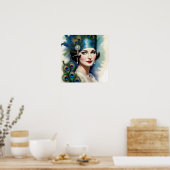 Pfau Schöne Frau der rotierenden Zwanziger Poster (Küche)