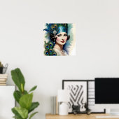 Pfau Schöne Frau der rotierenden Zwanziger Poster (Heimbüro)