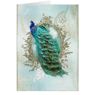 Pfau schöne Türkis Vintage Shabby Vogel