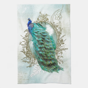 Pfau schöne Türkis Vintage Shabby Vogel Küchentuch