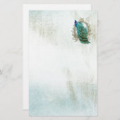Pfau schöner türkis-Vintager Schabvogel Briefpapier (Vorne/Hinten)