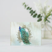 Pfau schöner türkis Vintager Schabvogel Postkarte (Stehend Vorderseite)