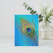 Pfau-Schwanz-Feder Postkarte (Stehend Vorderseite)